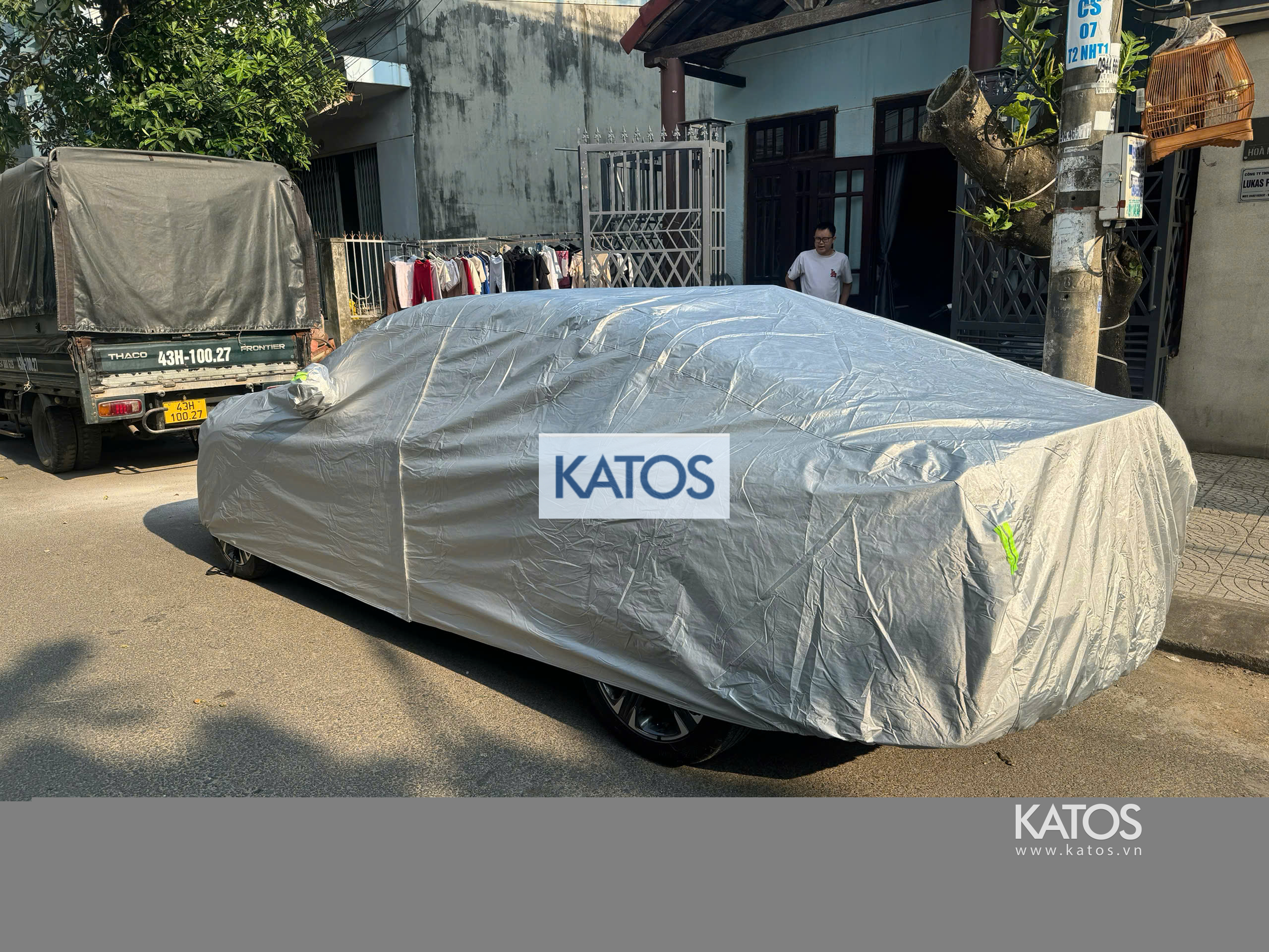 bạt phủ xe &ocirc; t&ocirc; vios trắng mẫu Katos TR1